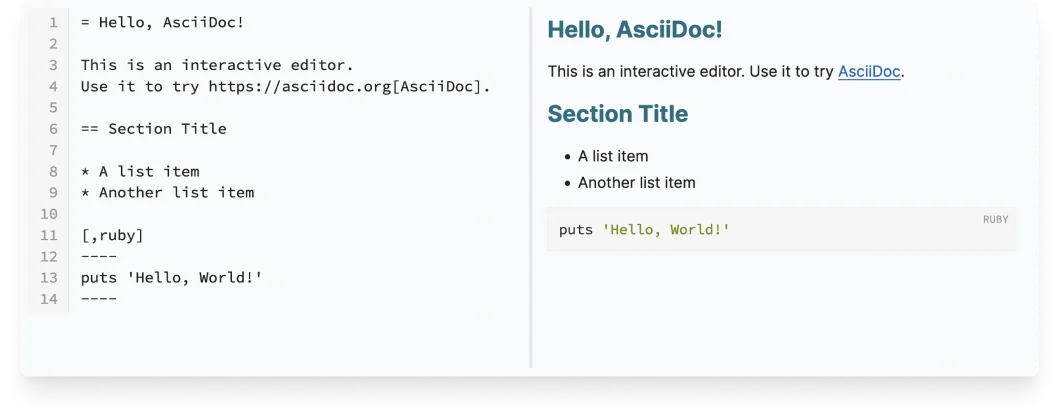 AsciiDoc editor preview